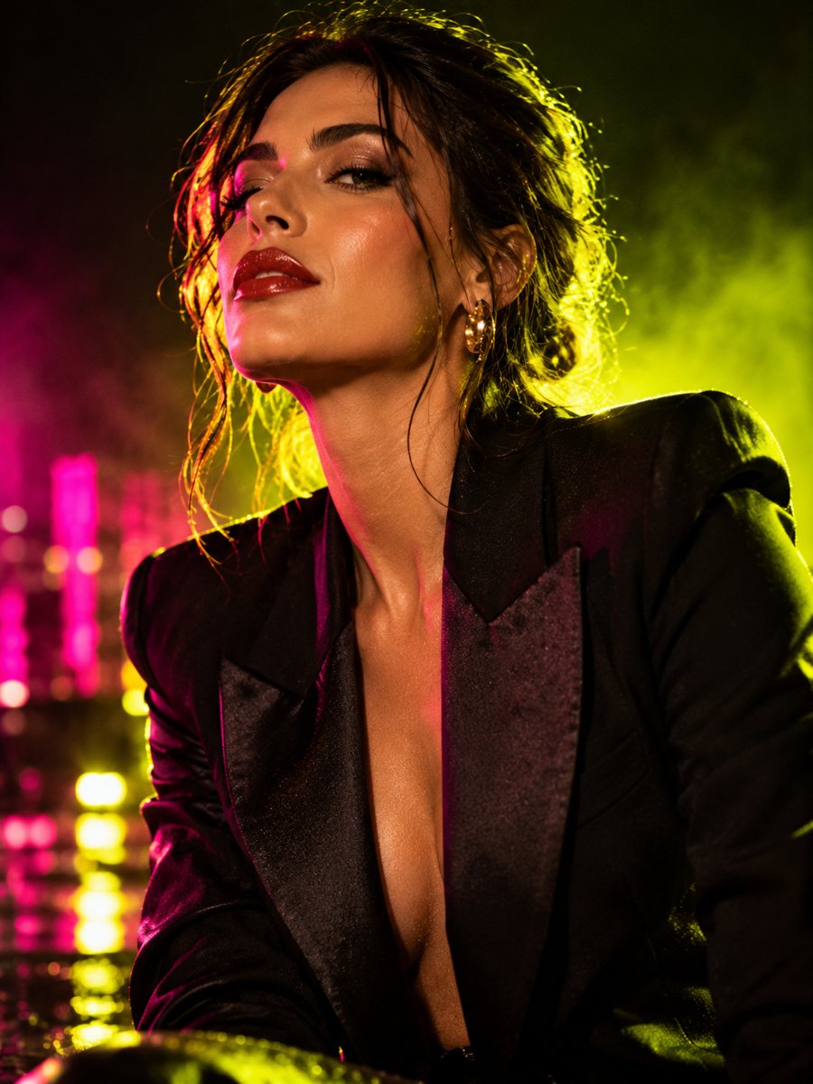 Woman in a black tuxedo blazer
